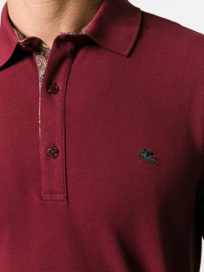 Shop Etro Logo Embroidered Polo Shirt In Red