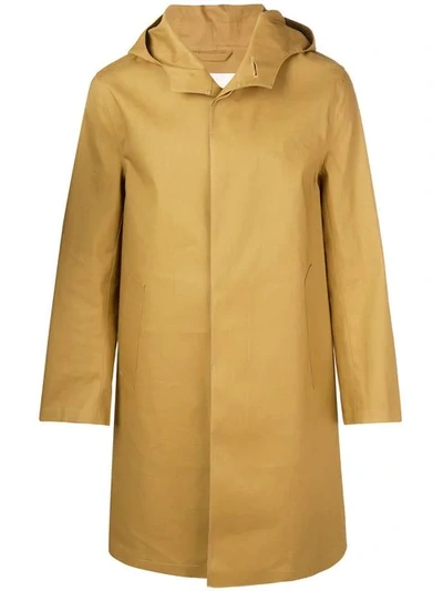 Shop Mackintosh Bonded Hooded Raincoat In Neutrals