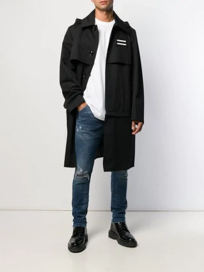 Shop Diesel Single Breasted Hooded Coat In Black