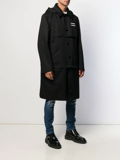 Shop Diesel Single Breasted Hooded Coat In Black
