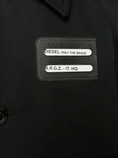 Shop Diesel Single Breasted Hooded Coat In Black