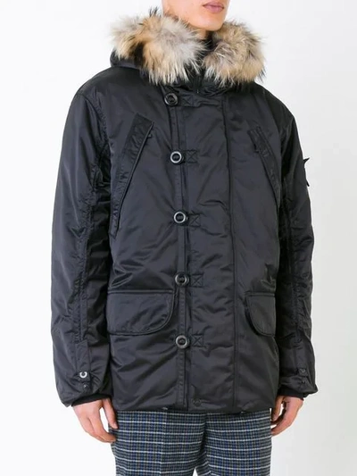 Shop Kru Maverick Hooded Parka Coat In 2000 Black