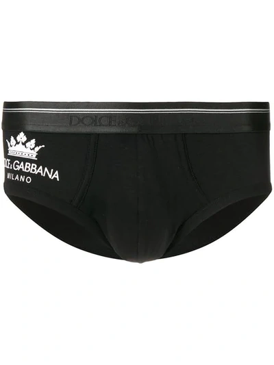 Shop Dolce & Gabbana Crown Logo Briefs In Black