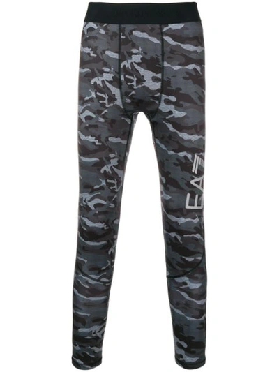 Shop Ea7 Emporio Armani Camouflage Leggings - Grey
