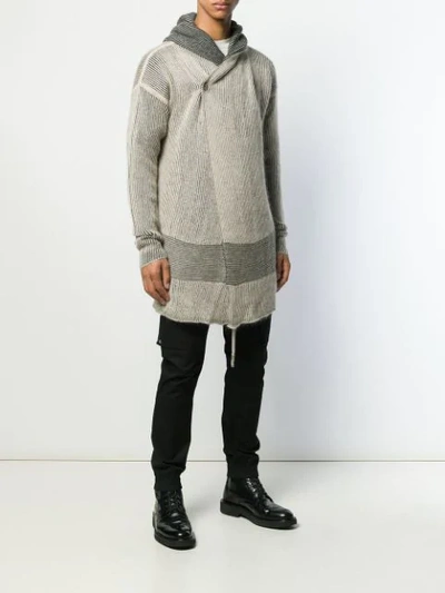 RICK OWENS OFF CENTRE BUTTONED CARDIGAN - 黑色