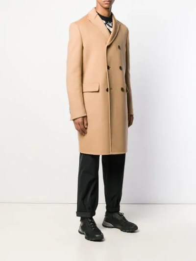 Shop Prada Double-breasted Midi Coat In Neutrals