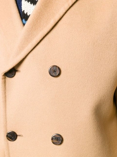 Shop Prada Double-breasted Midi Coat In Neutrals