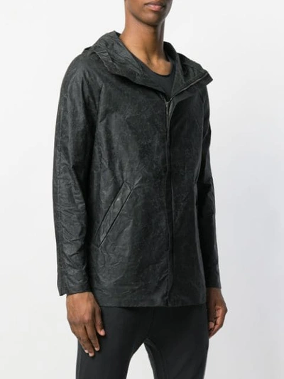 Shop Label Under Construction Creased Detail Hooded Jacket In Black