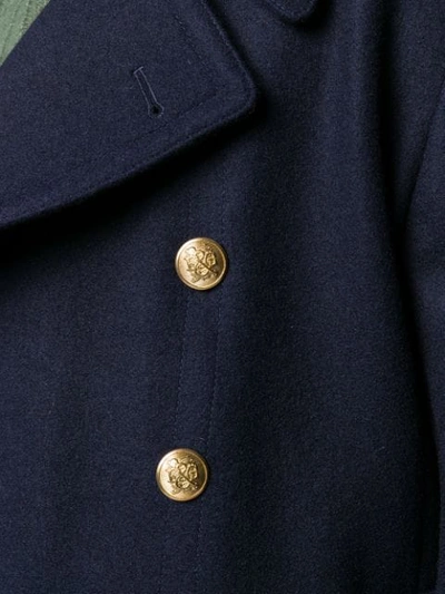 Shop Kent & Curwen Double Breasted Midi Coat In Blue