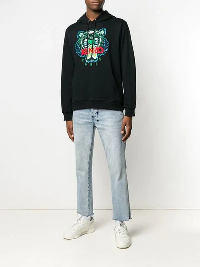 Kenzo Signature Tiger Hoodie In Black