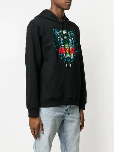 Kenzo Signature Tiger Hoodie In Black