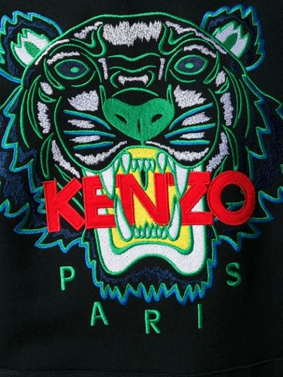 Kenzo Signature Tiger Hoodie In Black