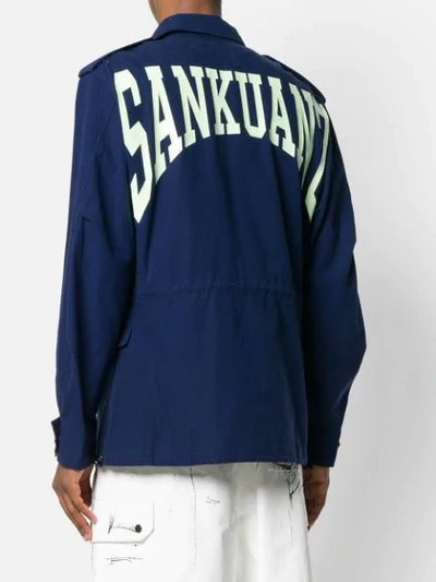 Shop Sankuanz Logo Print Cargo Jacket In Blue