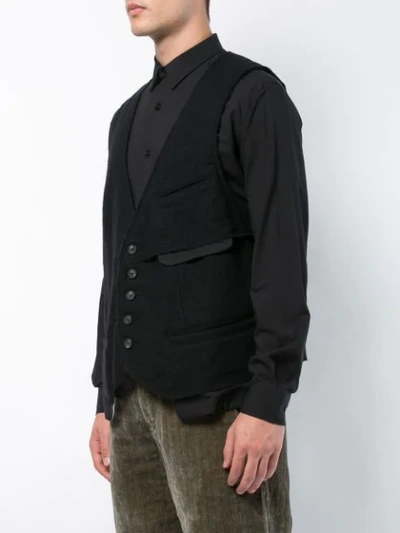 Shop Ziggy Chen Patch Pocket Vest In Black