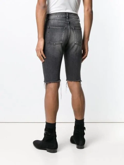 Shop Saint Laurent Bermuda Denim Shorts In Black