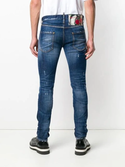 Shop Dsquared2 Lightly Distressed Skinny Jeans In Blue