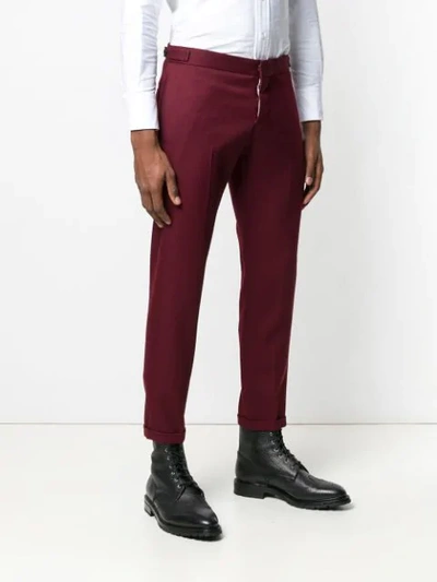 Shop Thom Browne Rwb Stripe Skinny Trouser In 615 Burgundy