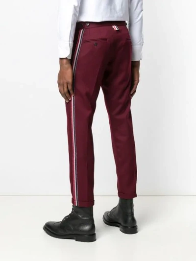 Shop Thom Browne Rwb Stripe Skinny Trouser In 615 Burgundy