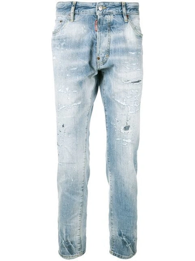 Shop Dsquared2 Distressed Slim Fit Jeans In Blue