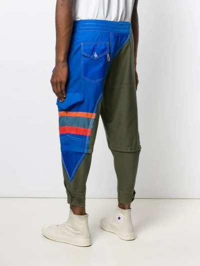 Shop Greg Lauren Patchwork Utility Trousers In Green