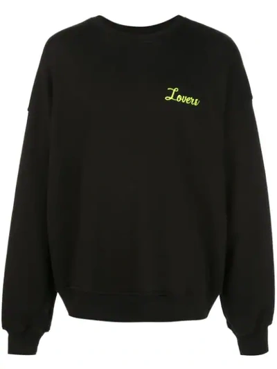 Shop Amiri Lovers Sweatshirt In Black/neon Yellow