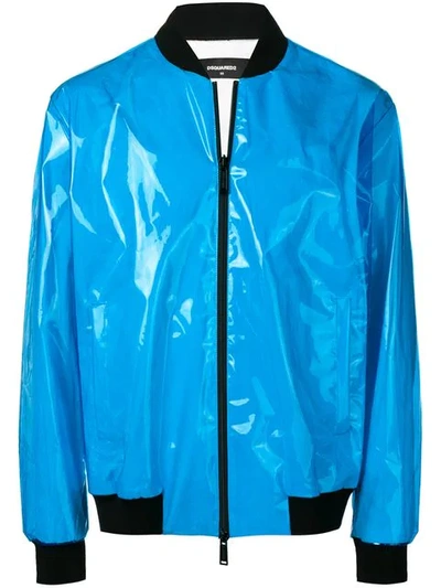 Shop Dsquared2 Shiny Bomber Jacket In Blue