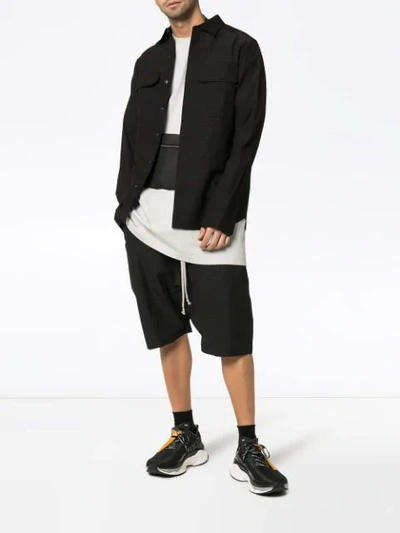 Shop Rick Owens Textured Wool Flap Pocket Shirt In Black