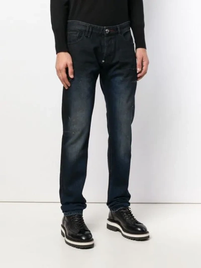 Shop Philipp Plein Original Statement Straight-cut Jeans In Blue