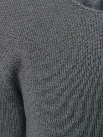 Shop Maison Margiela Low Neck Ribbed Sweater In Grey