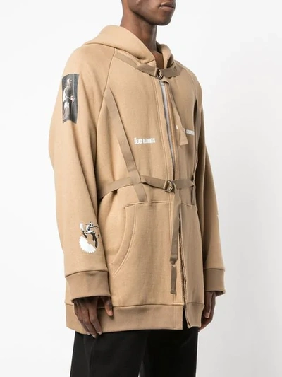 Shop Undercover Belted Hooded Coat In Beige