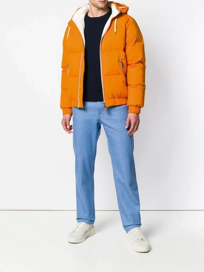 Shop Ami Alexandre Mattiussi Hooded Down Jacket In Orange