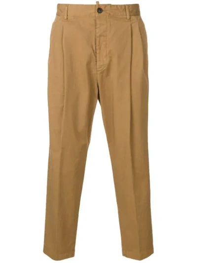 Shop Dsquared2 Cropped Chinos In Brown