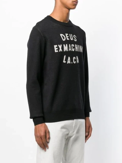 Shop Deus Ex Machina Slogan Knit Sweater - Black