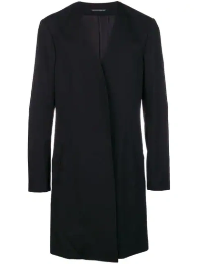 Shop Yohji Yamamoto Collarless Coat In Black