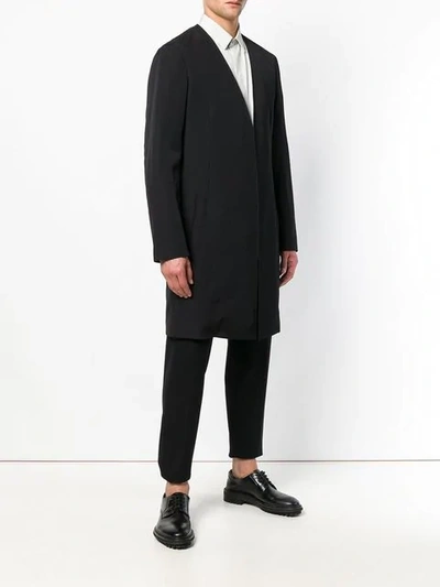 Shop Yohji Yamamoto Collarless Coat In Black