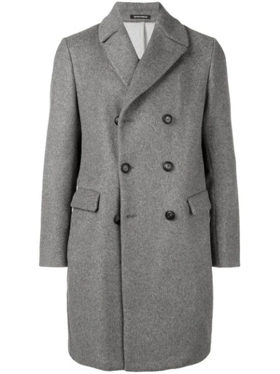 Shop Emporio Armani Double Breasted Coat - Grey
