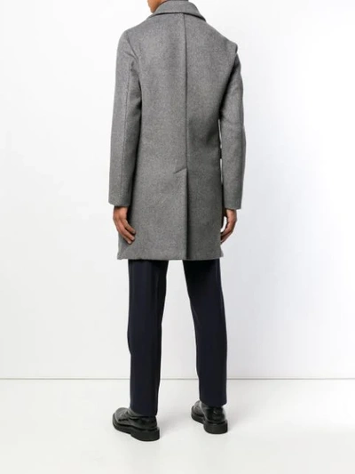 Shop Emporio Armani Double Breasted Coat - Grey