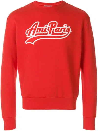 Shop Ami Alexandre Mattiussi Sweatshirt With Ami Paris Patch In Red