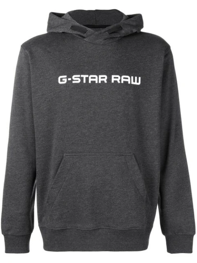 Shop G-star Raw Research Logo Printed Hoodie - Grey