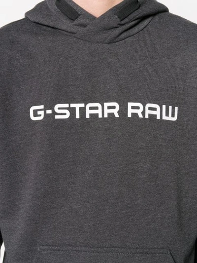 Shop G-star Raw Research Logo Printed Hoodie - Grey