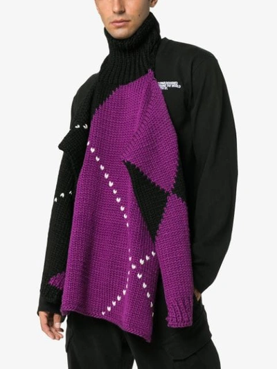 Shop Raf Simons Double Layer Turtle Neck Wool Sweater In Black