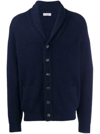 Shop Brunello Cucinelli Shawl Collar Cardigan In Blue