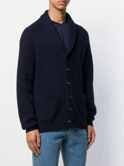 Shop Brunello Cucinelli Shawl Collar Cardigan In Blue