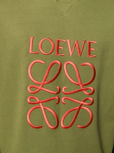 Shop Loewe Logo Embroidered Sweatshirt In Green