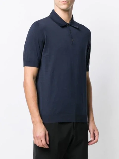 Shop Dell'oglio Knitted Polo T-shirt In Blue