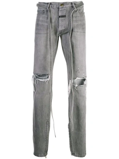 Shop Fear Of God Tie-waist Split Jeans In Grey