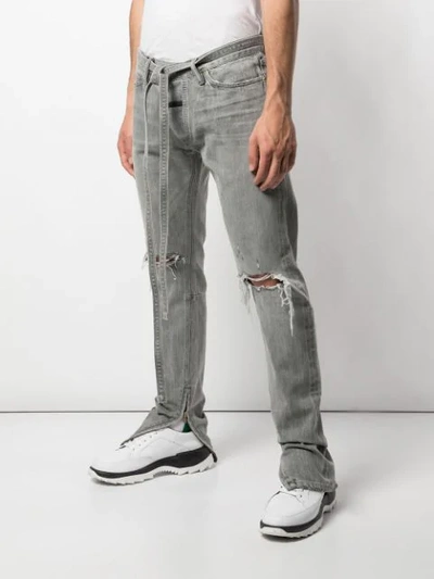 Shop Fear Of God Tie-waist Split Jeans In Grey