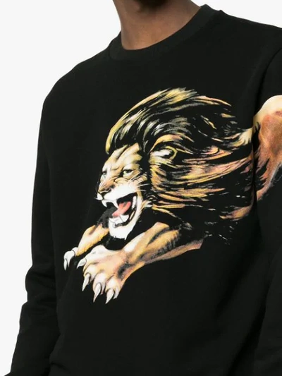 Shop Givenchy Lion Print Cotton Jumper In Black