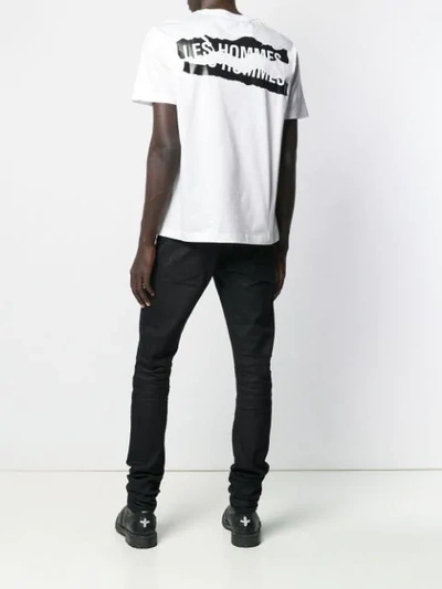 Shop Les Hommes Ripped Logo Print T-shirt In White