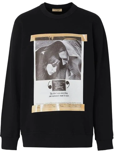 Shop Burberry Archive Campaign Print Cotton Sweatshirt In Black